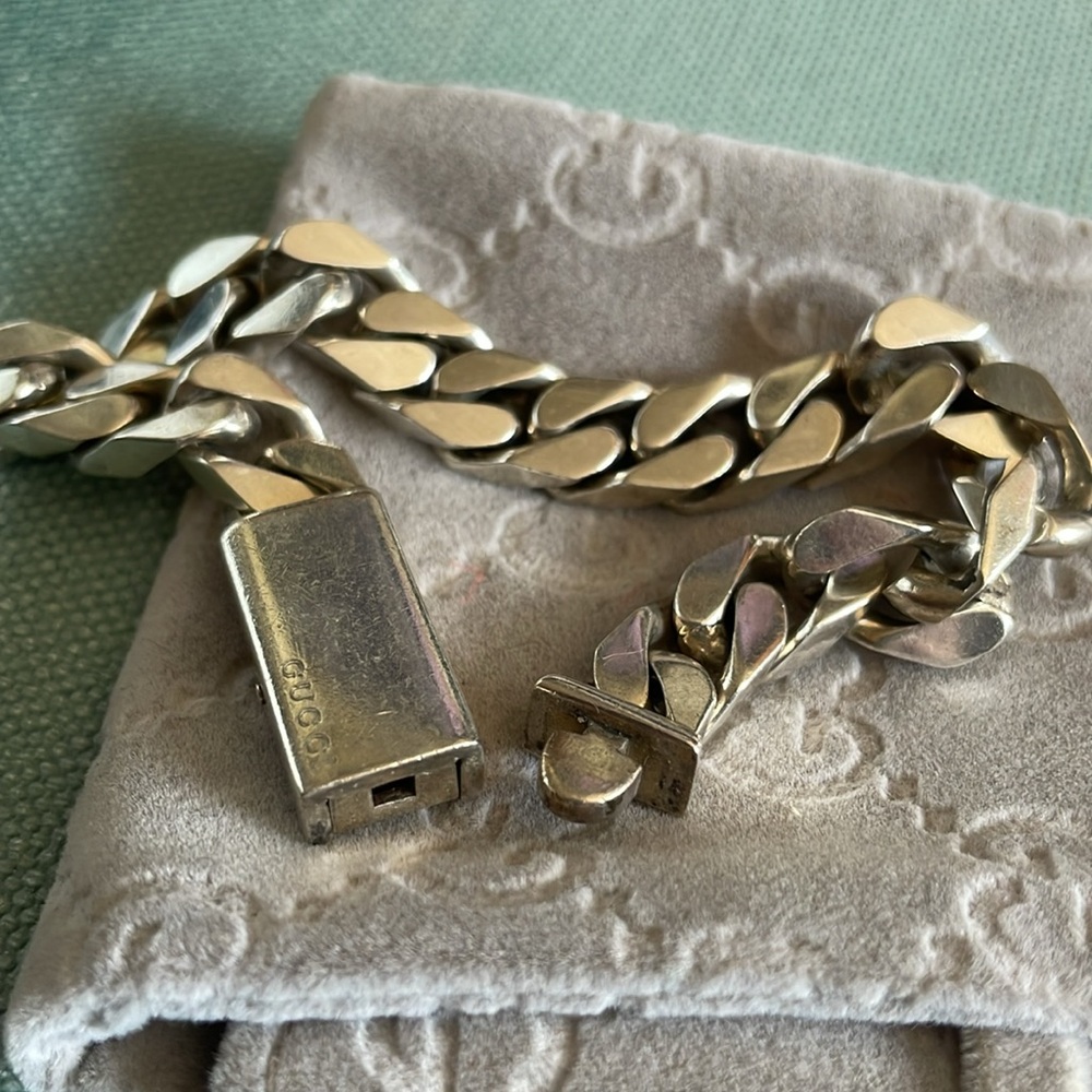 Authentic Gucci Silver Chain Link Bracelet Size 18 - Picture 9 of 11